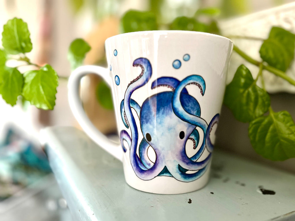 Octopus Mug 12 oz ceramic latte mug The Traveling Teapot