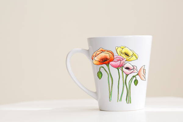 Poppy Mug - 12 oz ceramic latte mug