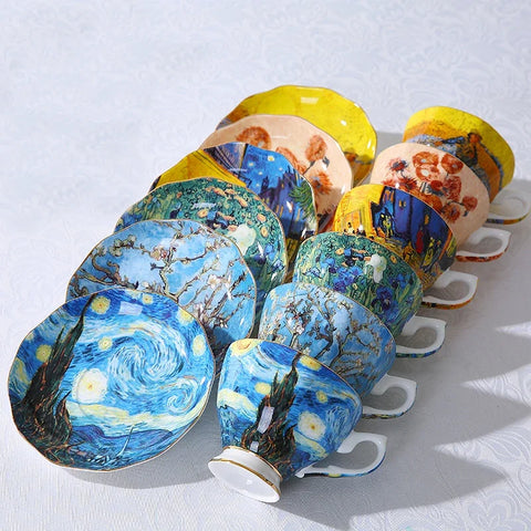 Van Gogh Inspired Teacup and Saucer - 6 patterns - The Traveling Teapot