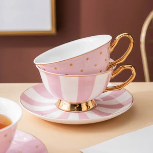Pink and Gold Ceramic Teacups - 2 styles - The Traveling Teapot