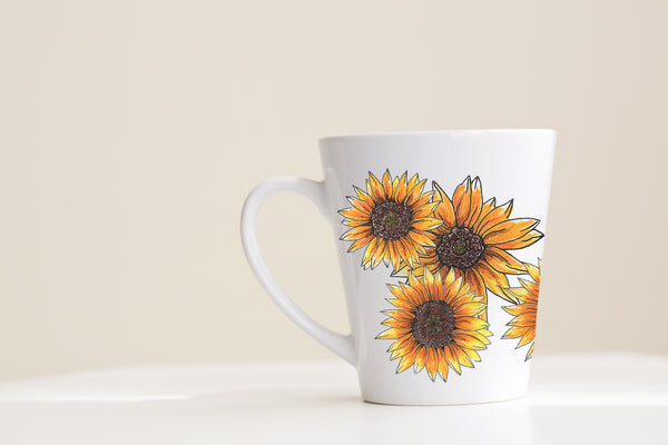 Sunflower Mug - 12 oz ceramic latte mug