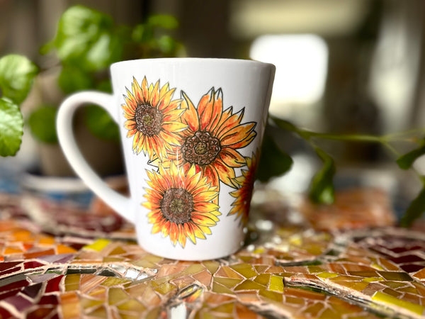 Sunflower Mug - 12 oz ceramic latte mug