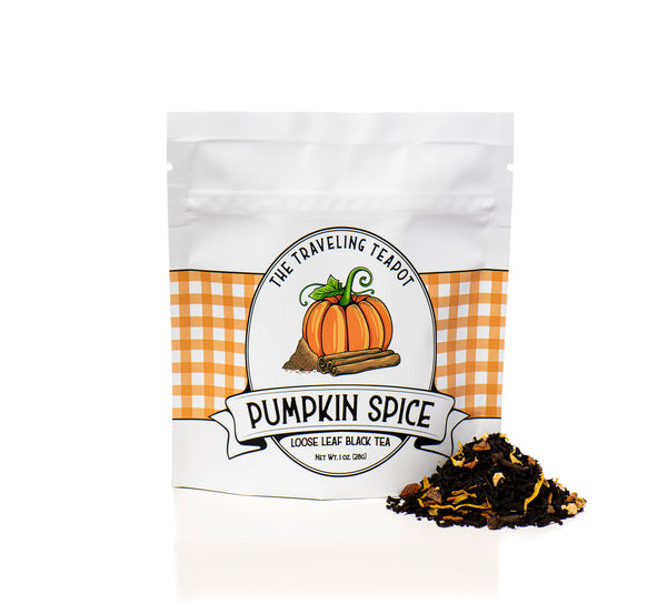 Pumpkin spice black tea in a retail package